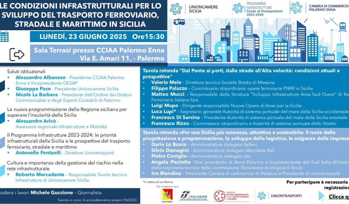 “Le condizioni infrastrutturali per lo sviluppo del trasporto ferroviario, stradale e marittimo in Sicilia”